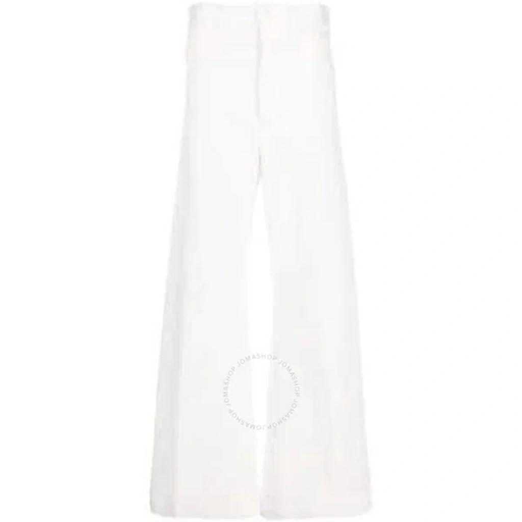 POLO RALPH LAUREN High-waisted Stretch-cotton Palazzo Pants In White Product Image