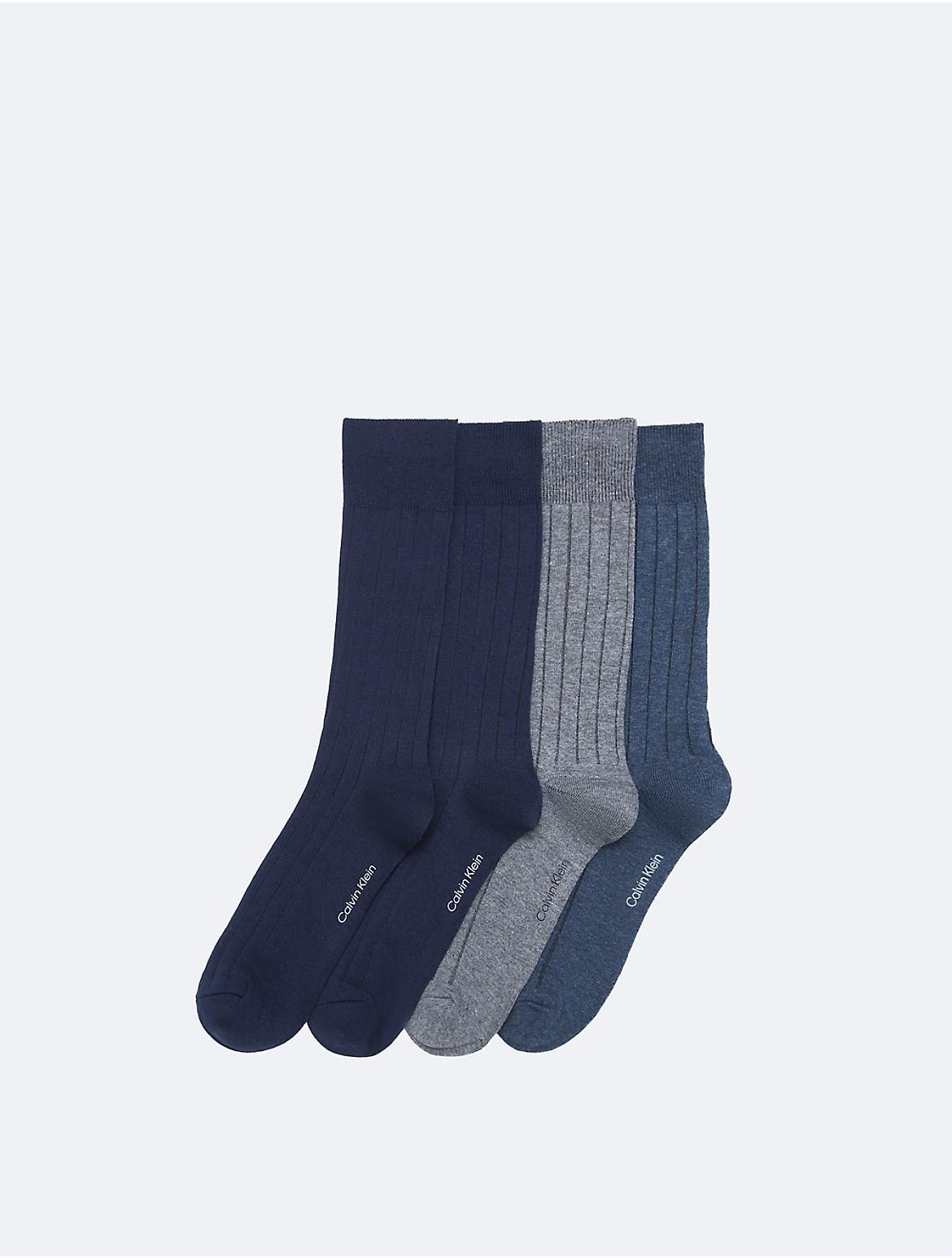 Calvin Klein Men's Ribbed Logo 4-Pack Dress Socks - Blue Product Image