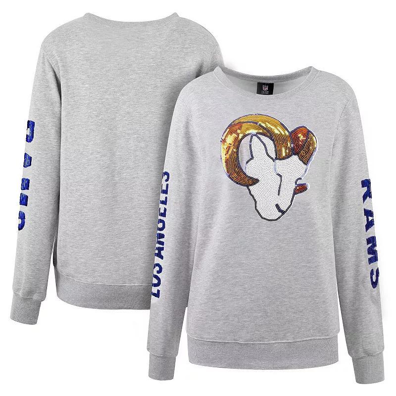 Womens Cuce Heather Gray Los Angeles Rams Sequined Logo Pullover Sweatshirt Product Image