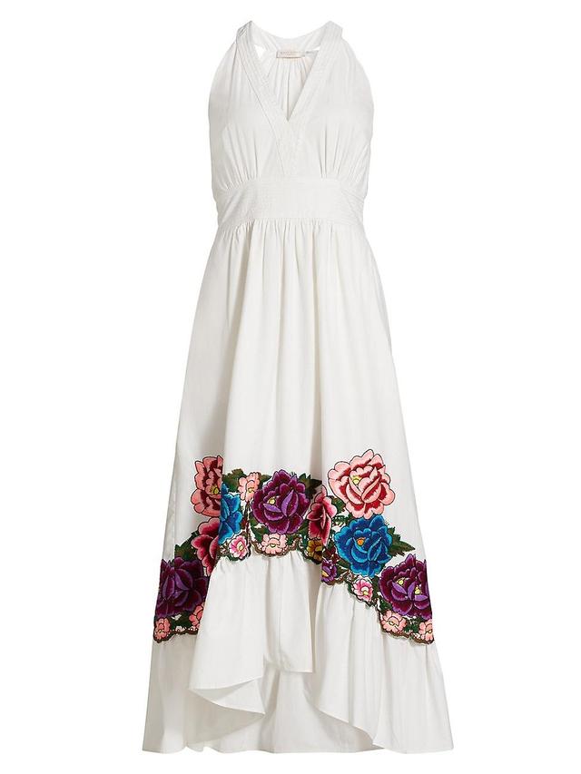 Womens Cordelia Cotton Floral-Embroidered Midi-Dress Product Image