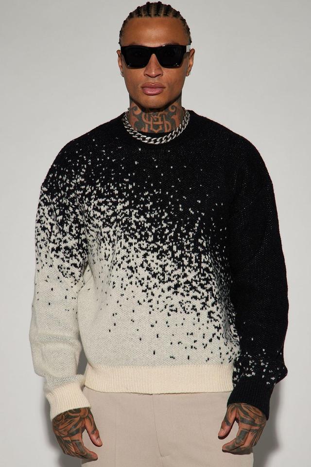 Two Tone Crewneck Sweater - Black/combo Product Image