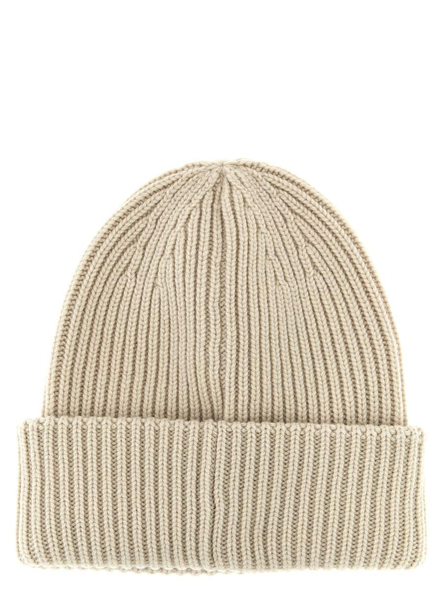 Logo Patch Beanie In Beige Product Image