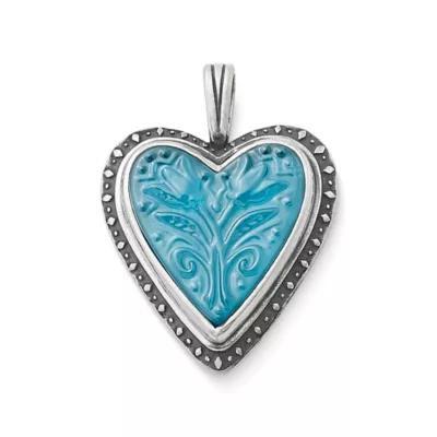 Sculpted Heart and Tulips Layered Gemstone Pendant Product Image