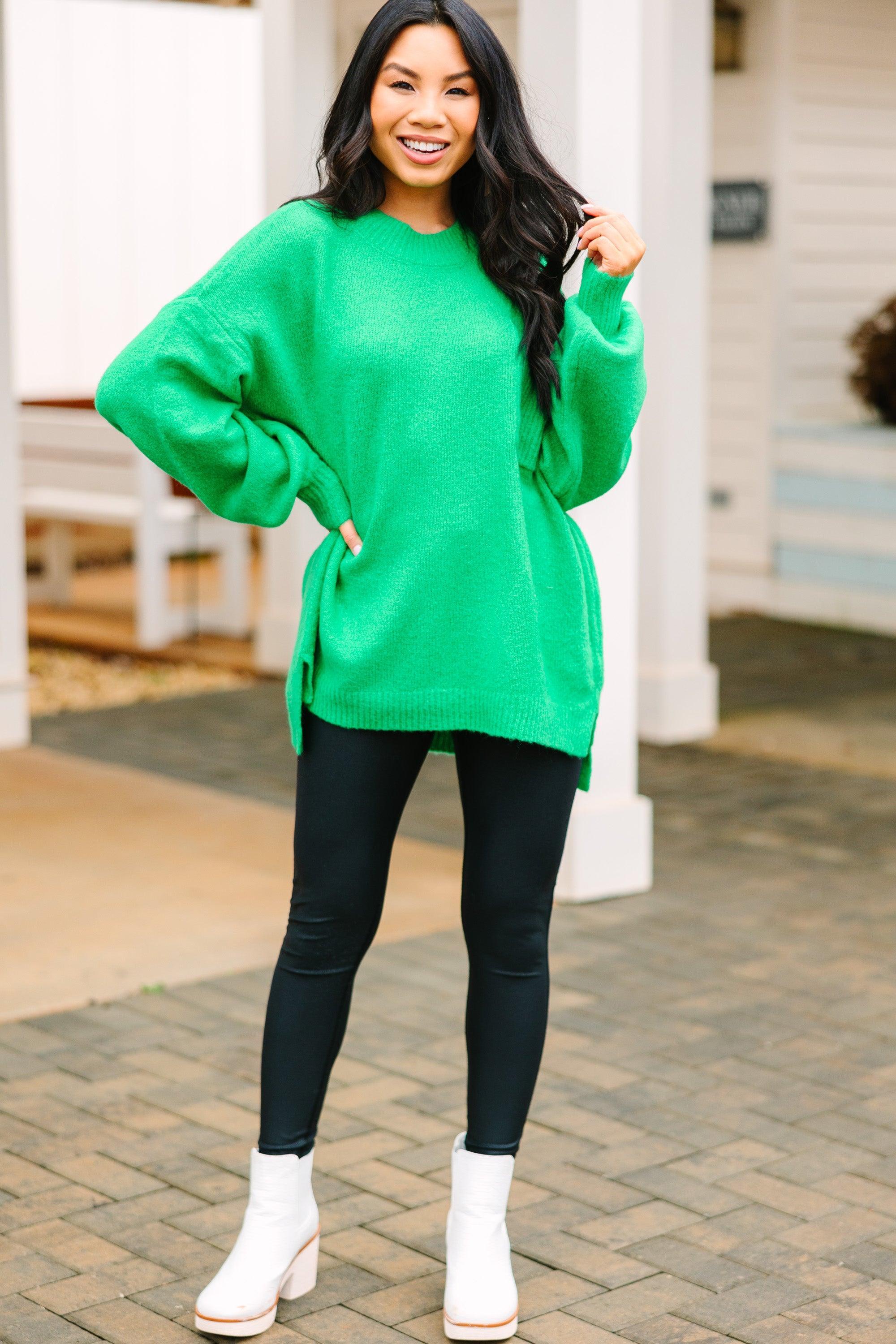 As It Happens Kelly Green Bubble Sleeve Sweater Female Product Image