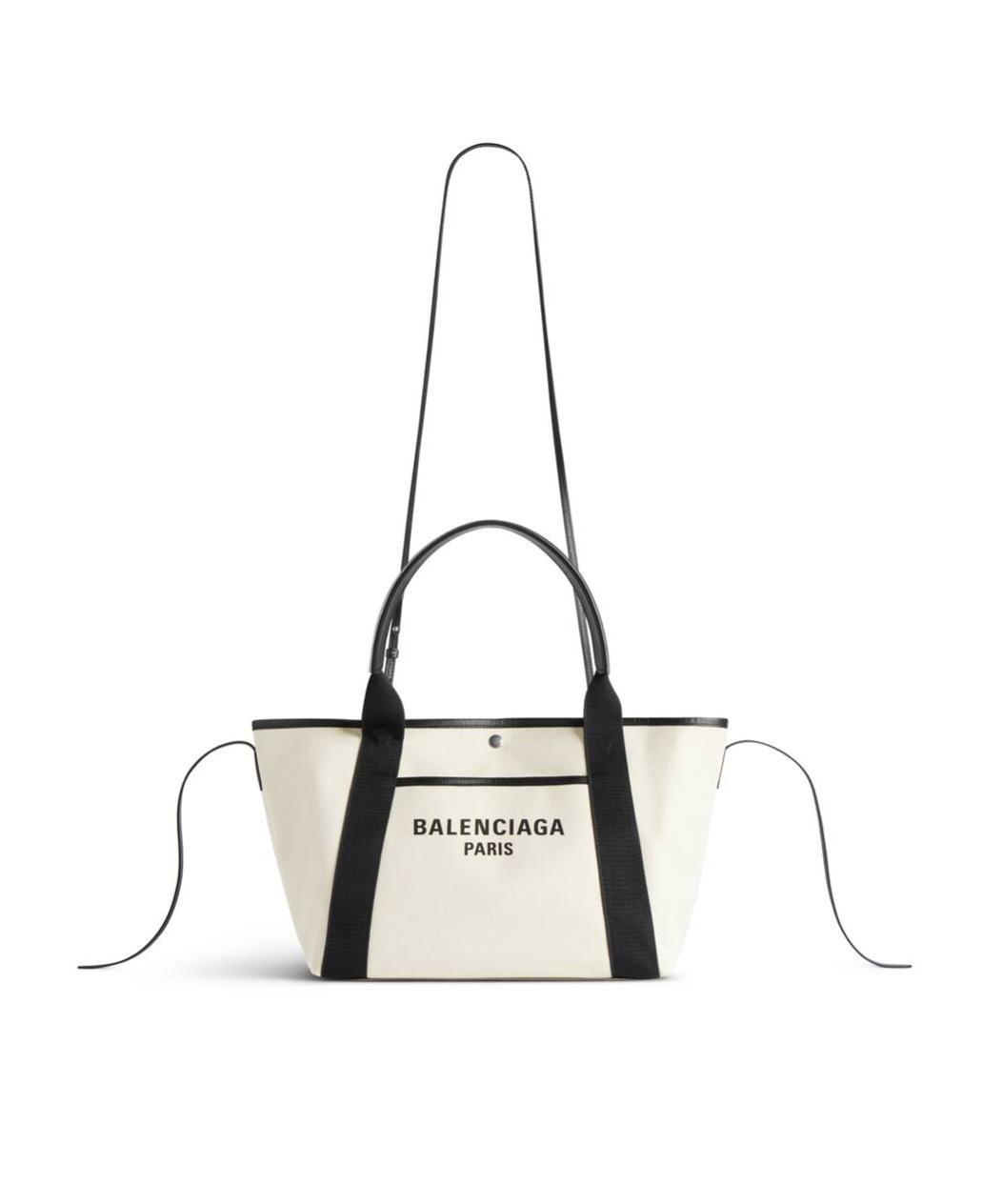 BALENCIAGA Sand Canvas Medium Biarritz Shopping Bag In Naturalblack Product Image