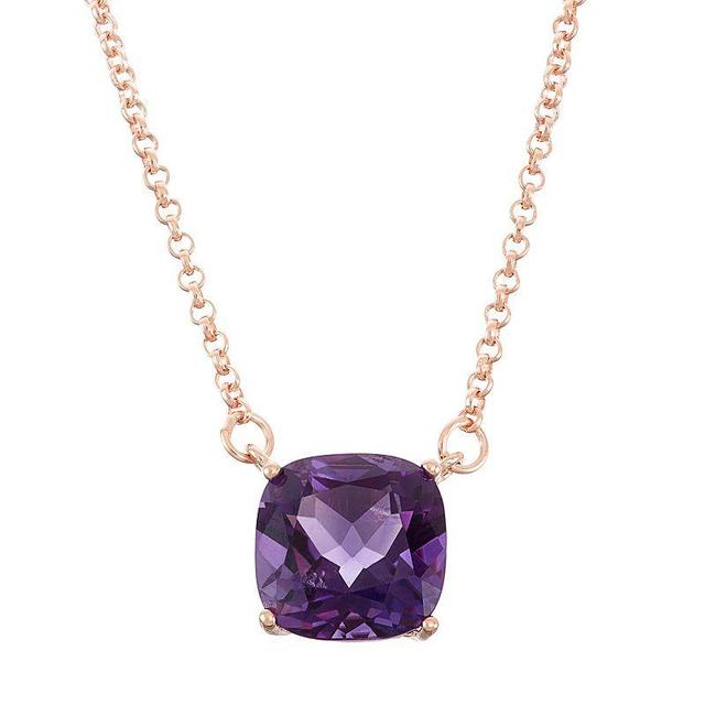 18k Rose Gold Over Silver Amethyst Necklace, Womens Purple Product Image