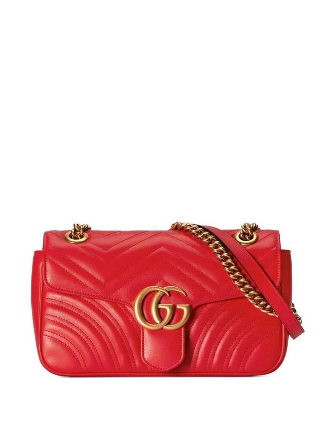 GUCCI Red Gg Marmont Small Leather Shoulder Bag Product Image