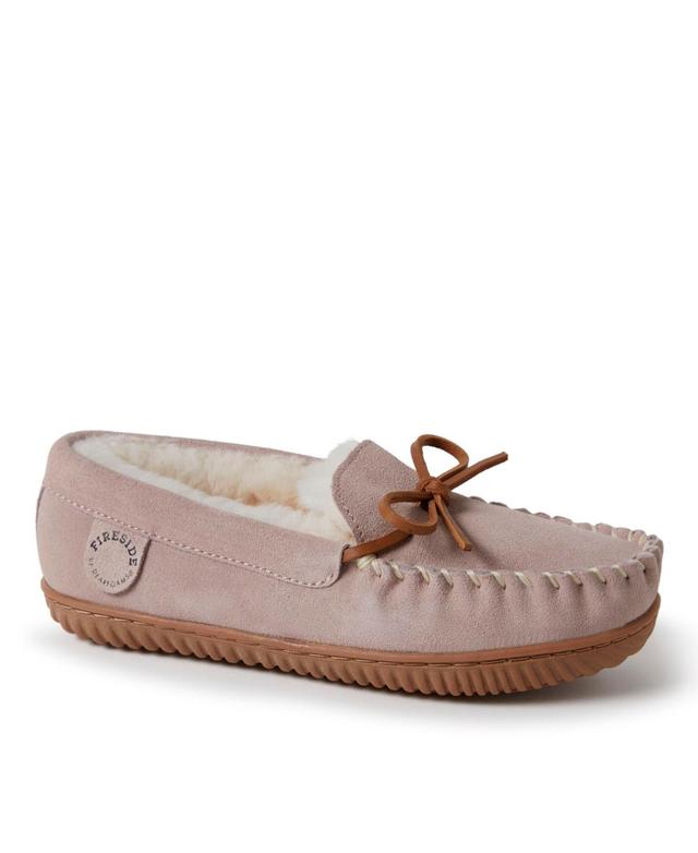 Fireside by Dearfoams Alice Springs Womens Shearling Moccasin Slippers Product Image