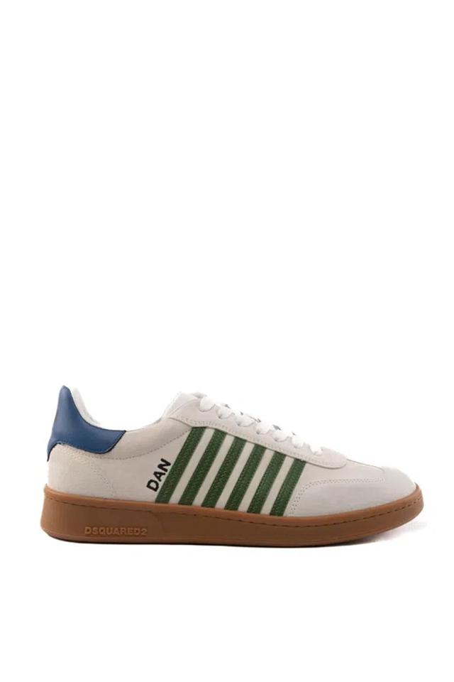 DSQUARED2 Leather Boxer Sneaker In Whitegreenlightblue Product Image