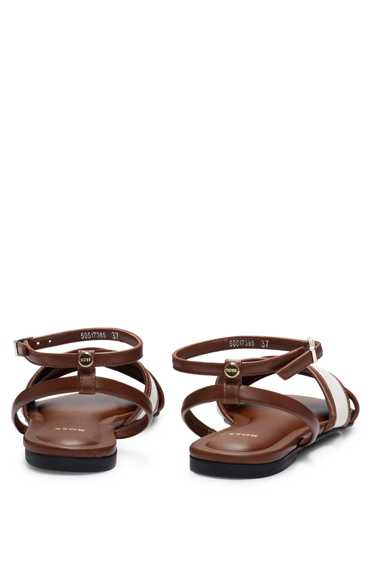 Structured-canvas sandals with leather trims and branding Product Image