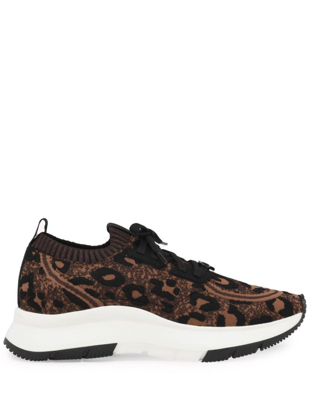 GIANVITO ROSSI Glover Leopard-print Sneakers In Brown Product Image