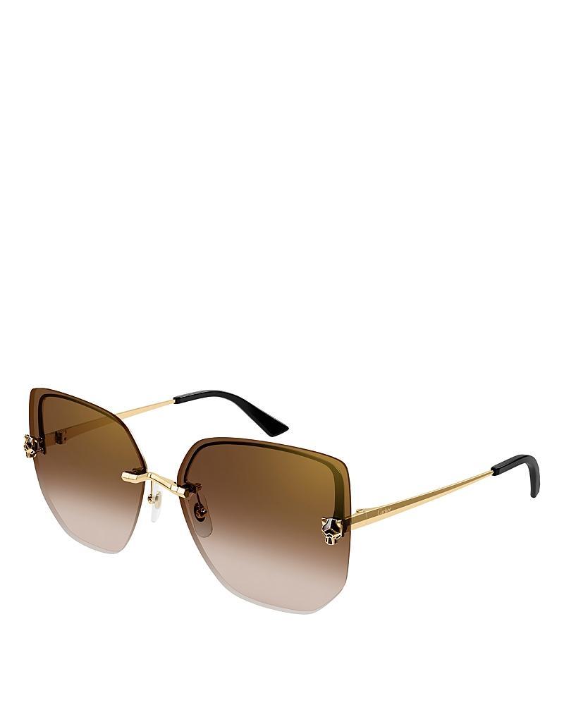 Cartier Panthere Light 24K Gold Plated Square Sunglasses, 63mm Product Image