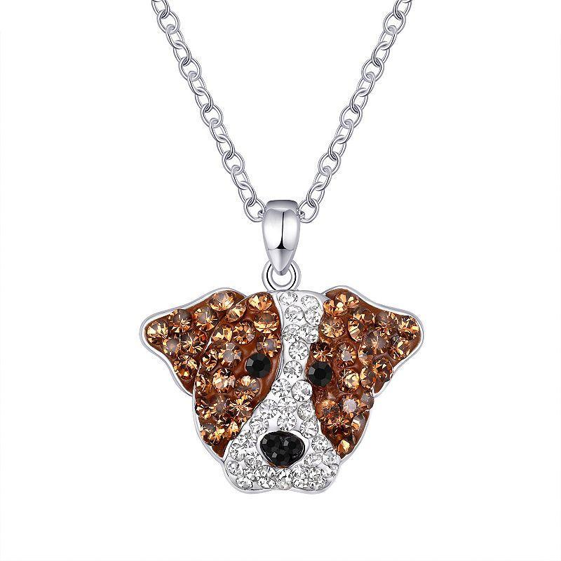 Crystal Collective Silver-Plated Crystal Jack Russell Terrier Dog Pendant Necklace, Womens Silver Tone Brown Product Image