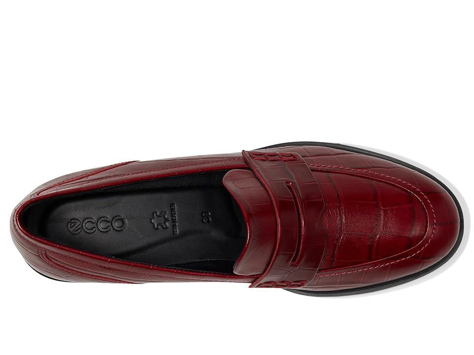 ECCO Womens Classic15 Crocodile Embossed Color Block Leather Penny Loafers Product Image