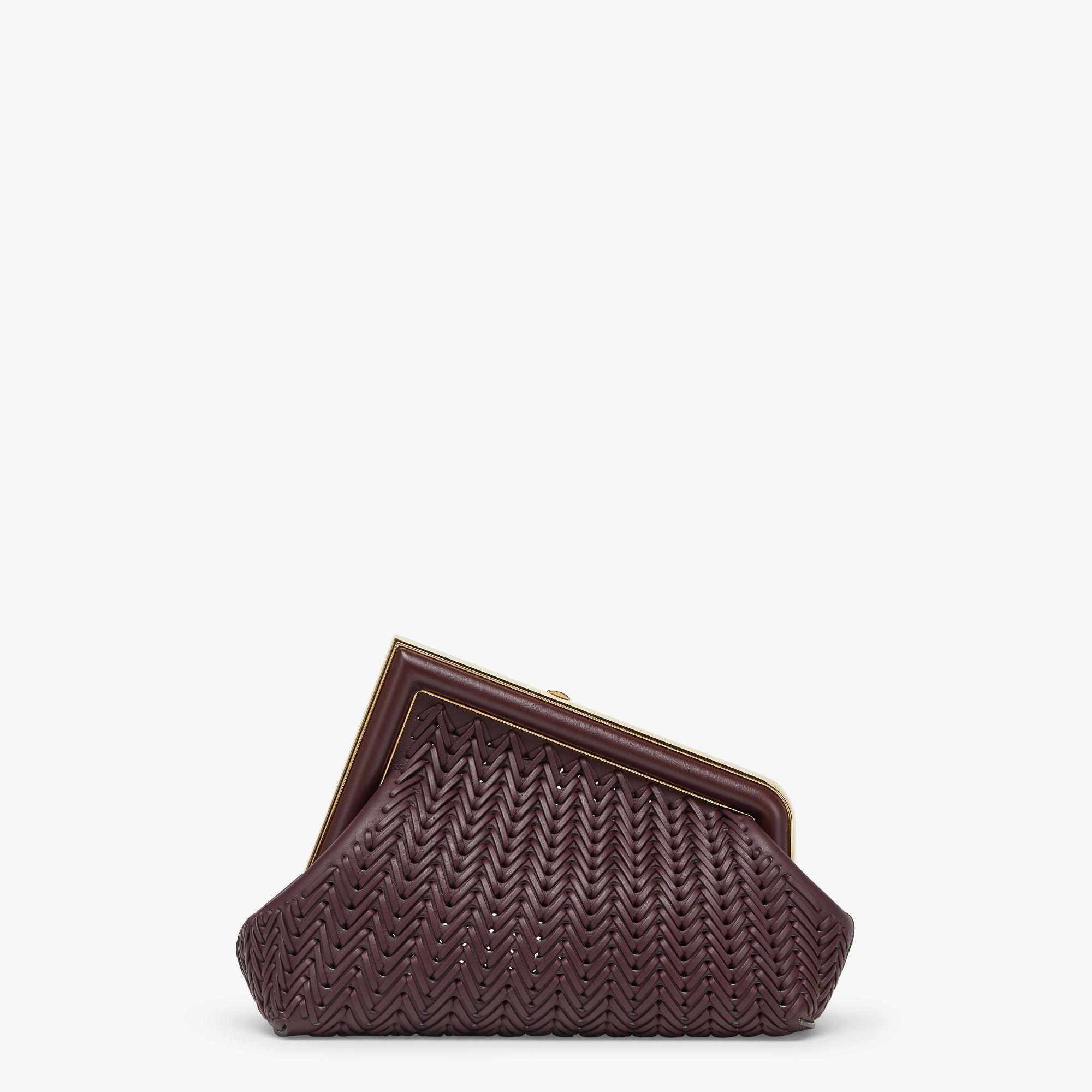 Fendi First SmallBurgundy braided leather bag Product Image