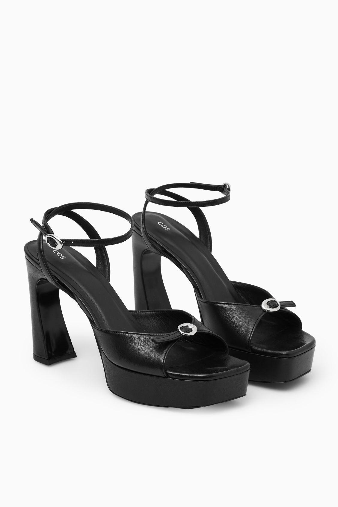 BUCKLED PLATFORM SANDALS Product Image