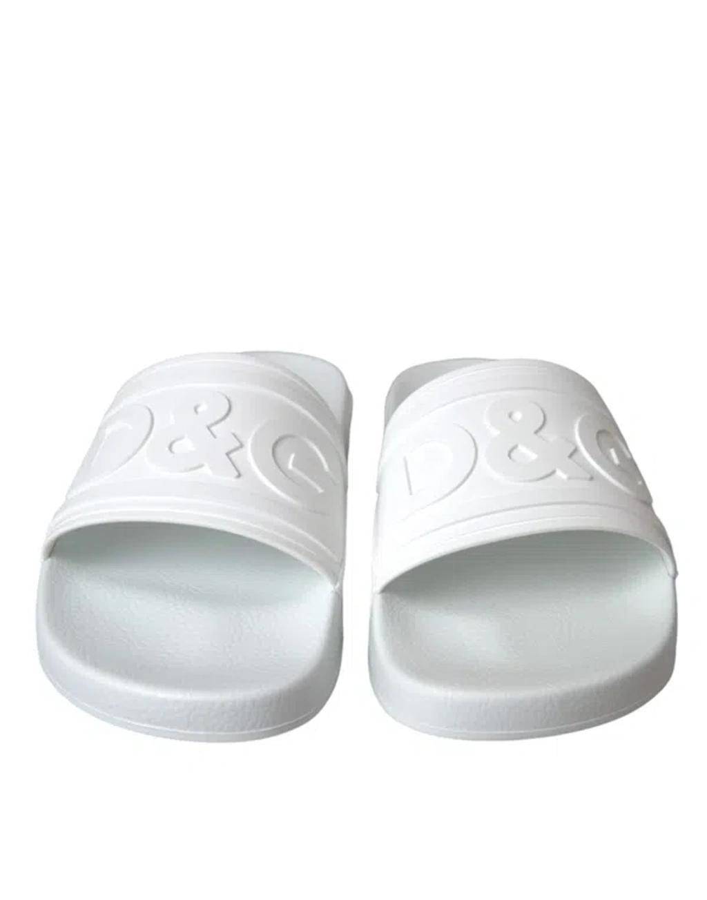 White Rubber Slides Sandals Beachwear Men's Shoes Product Image