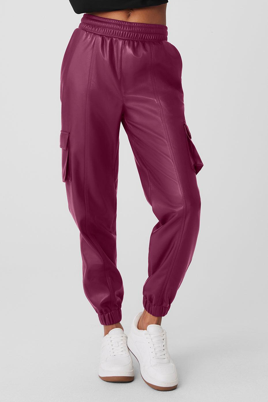 Faux Leather Power Hour Jogger - Wild Berry Product Image