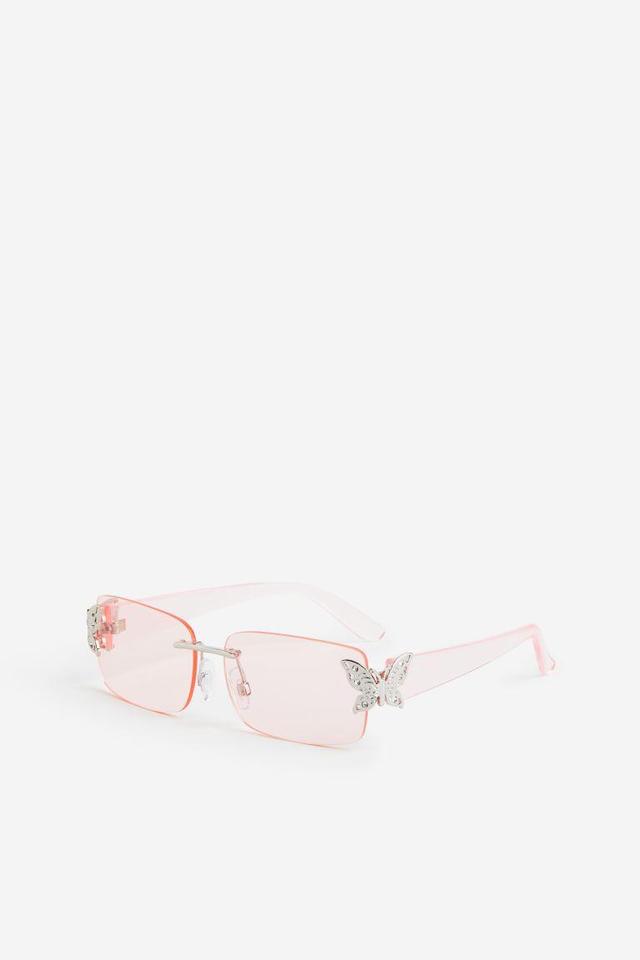 H & M - Rectangular Sunglasses - Pink Product Image