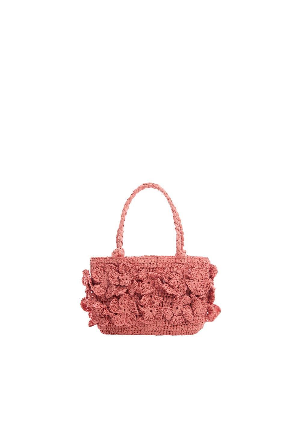 MANGO - Raffia effect flower bag - One size - Women Product Image