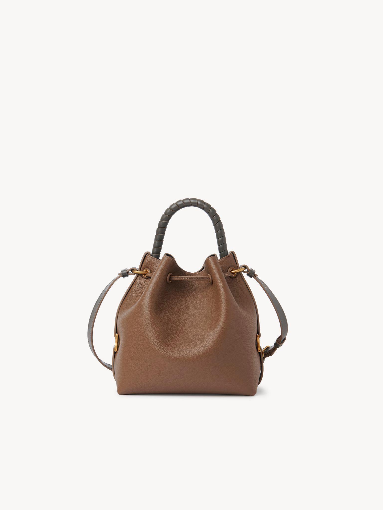 Marcie bucket bag in soft leather & braided fibers Product Image