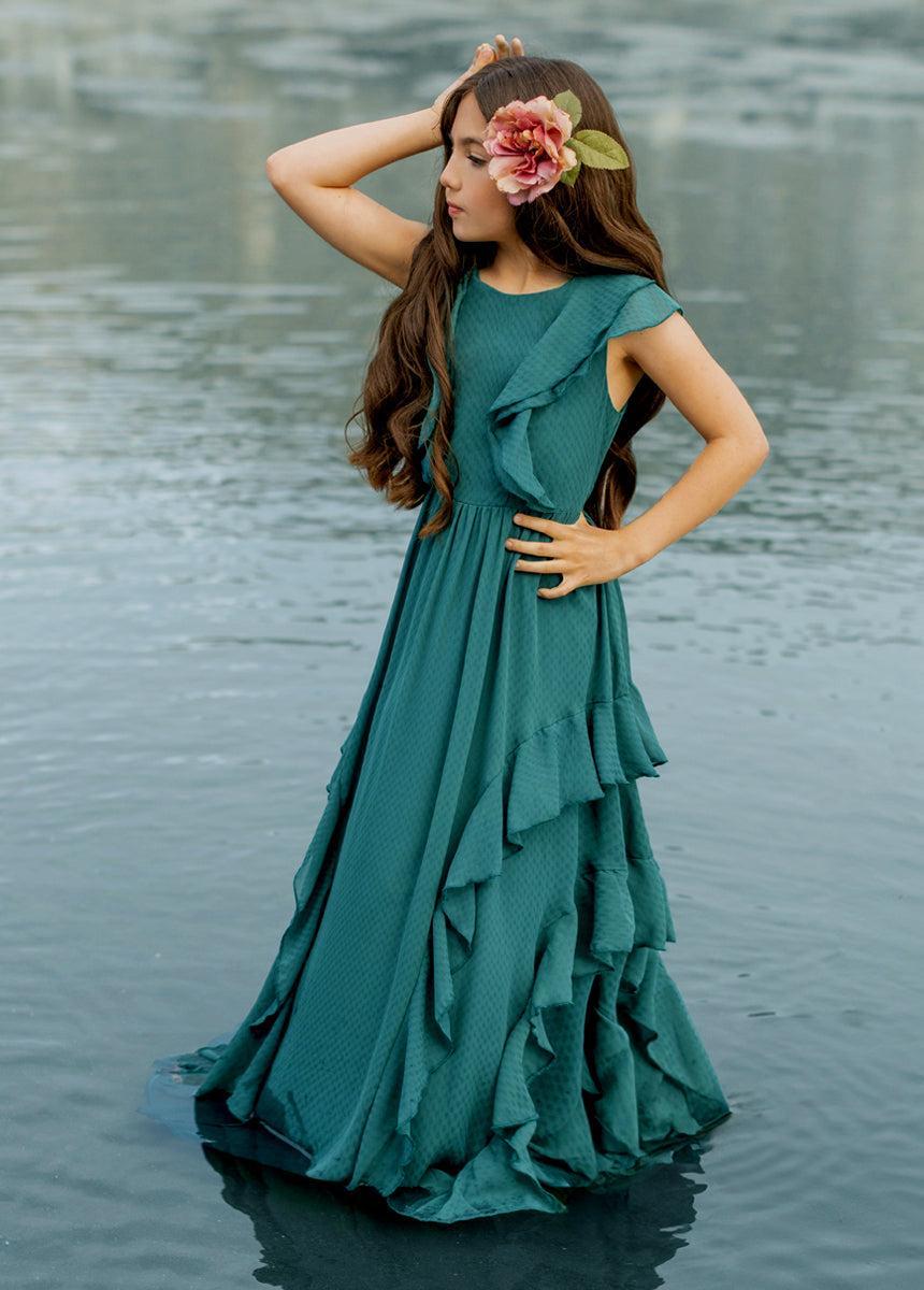 Sylviane Dress in Ocean Green Product Image