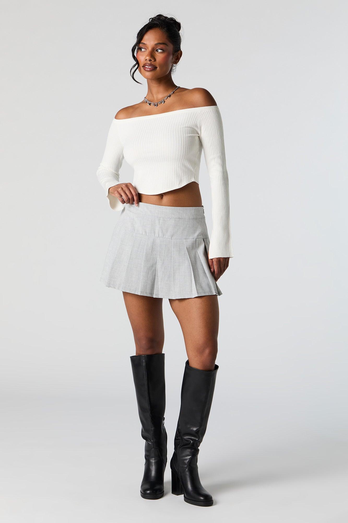 Ribbed Knit Off Shoulder Sweater Female Product Image