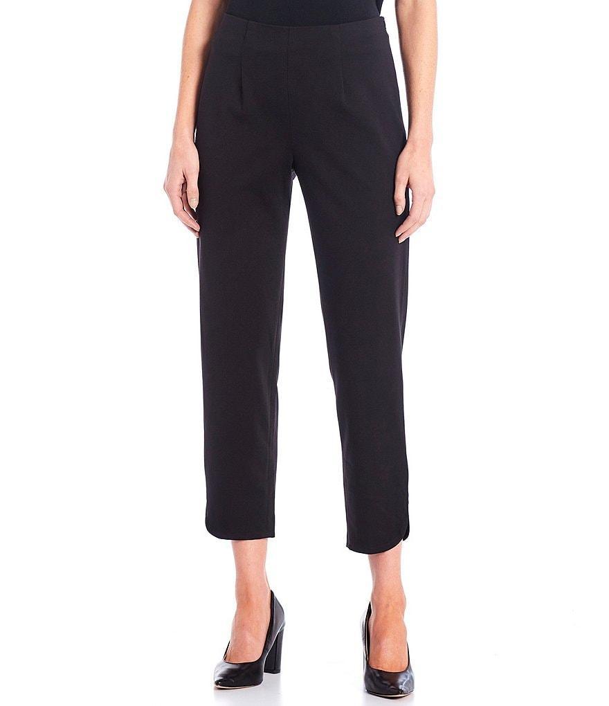 Ming Wang Ponte Knit Slim Leg Rounded Hem Pull-On Cropped Pants Product Image