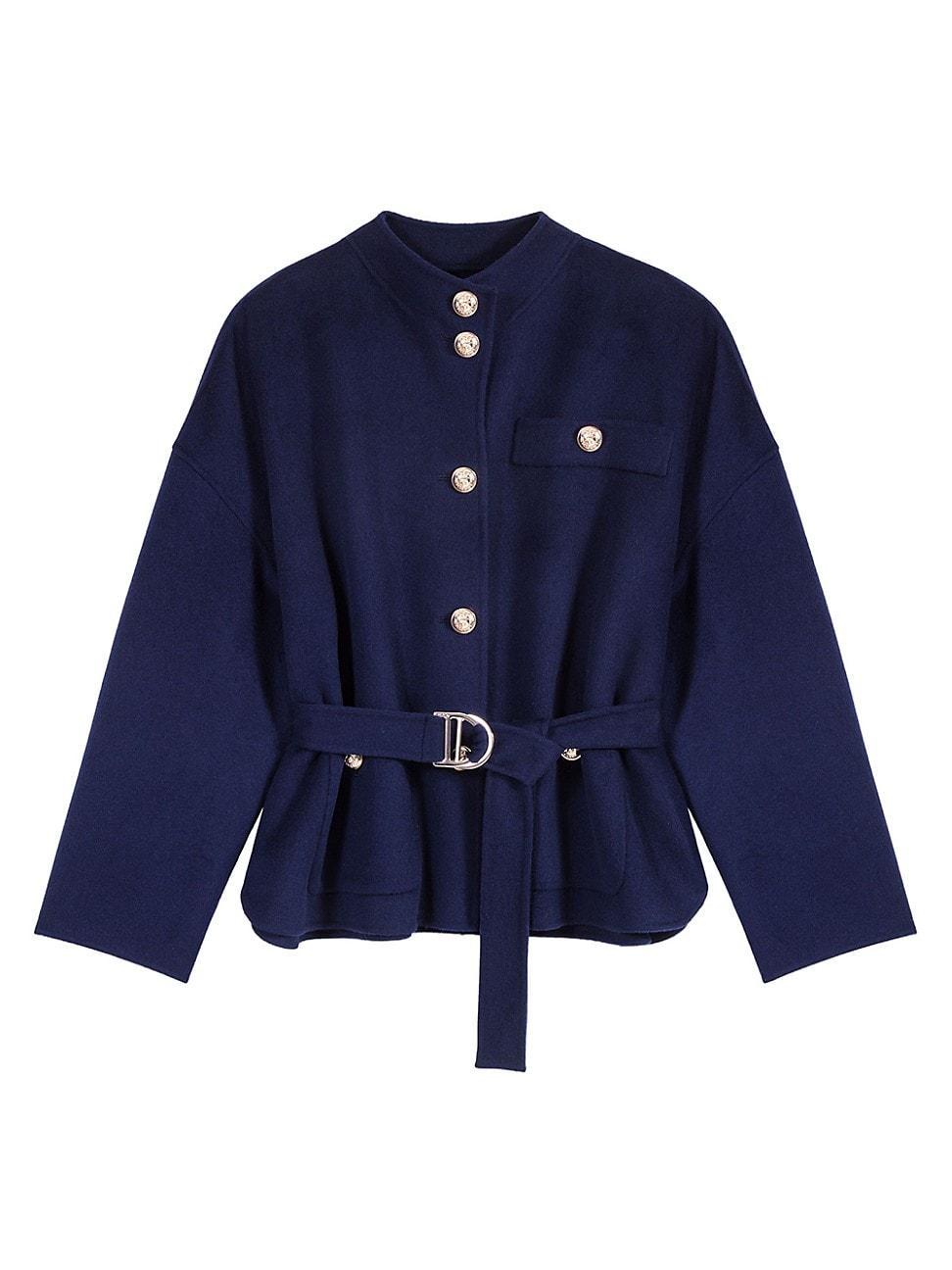 Womens Belted Short Wool Coat Product Image