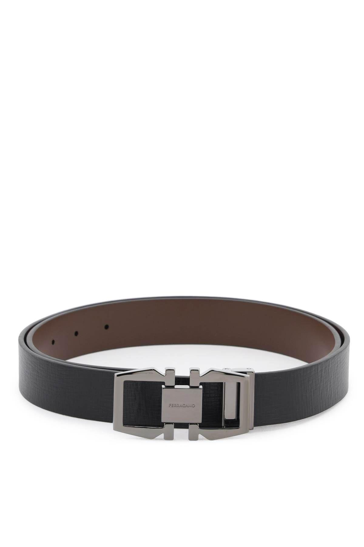 FERRAGAMO Reversible Gancini Buckle Belt In Brown Product Image