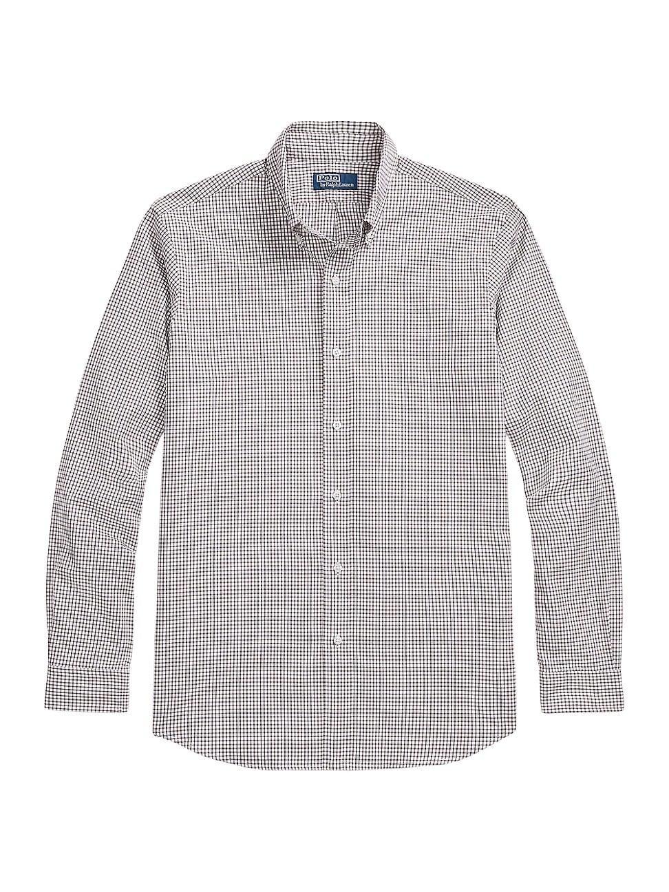 Mens Micro Plaid Cotton Button-Down Shirt Product Image