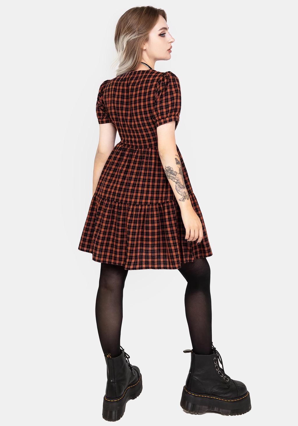 Terra Check Mini Smock Dress - Orange Product Image