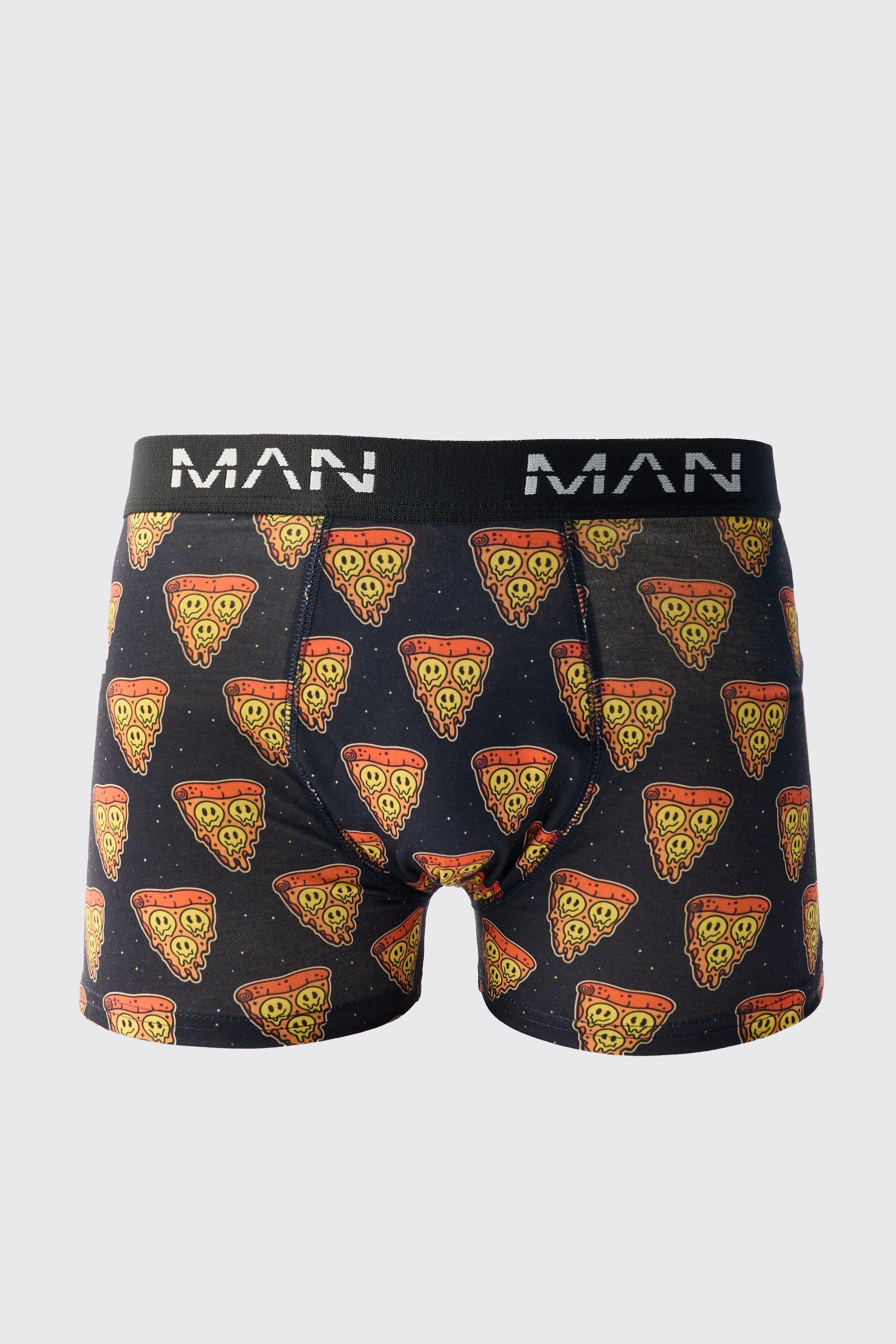 Drip Face Pizza Print Boxers | boohooMAN USA Product Image