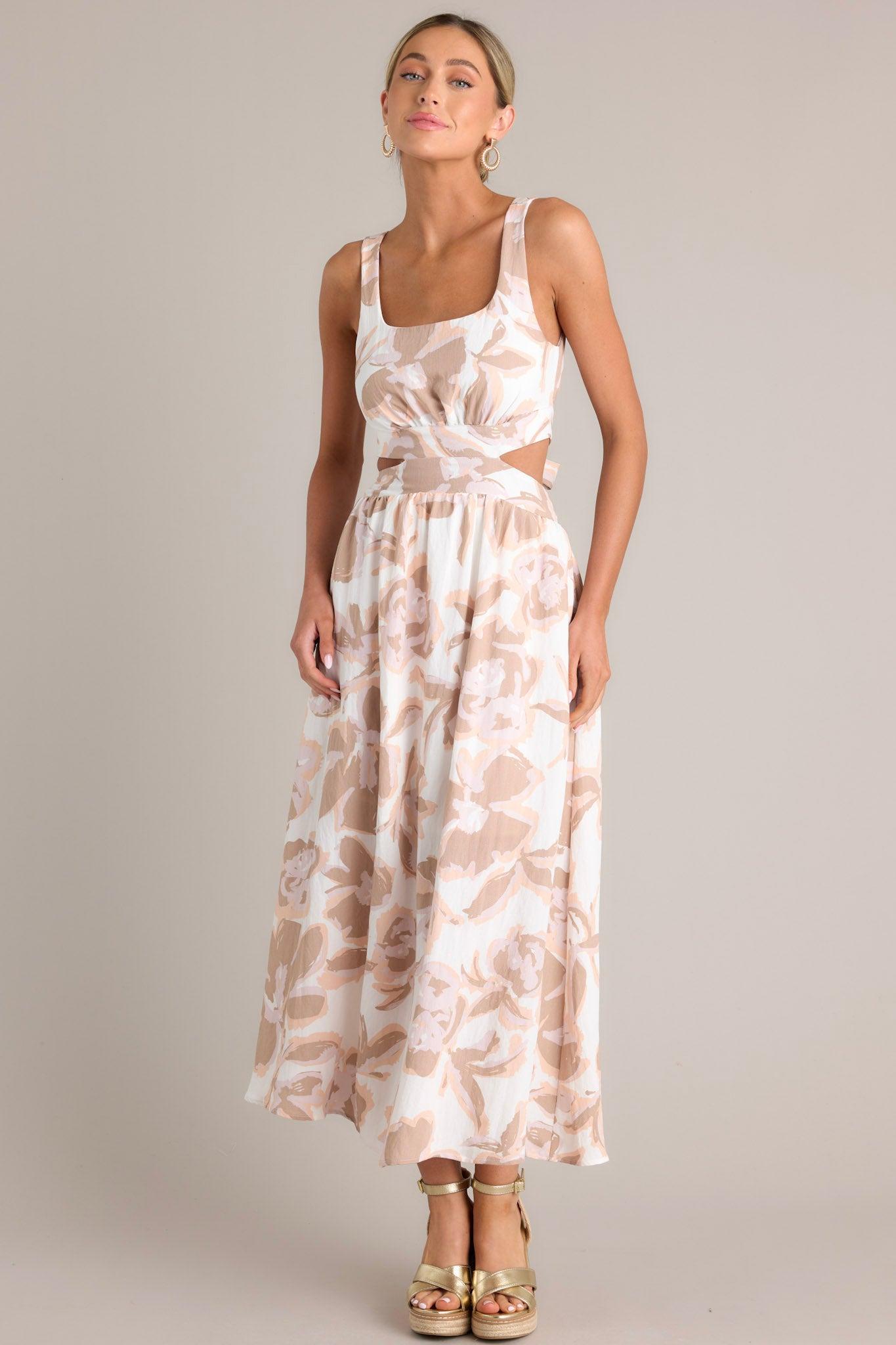 Radiant Day White Floral Cutout Maxi Dress Product Image