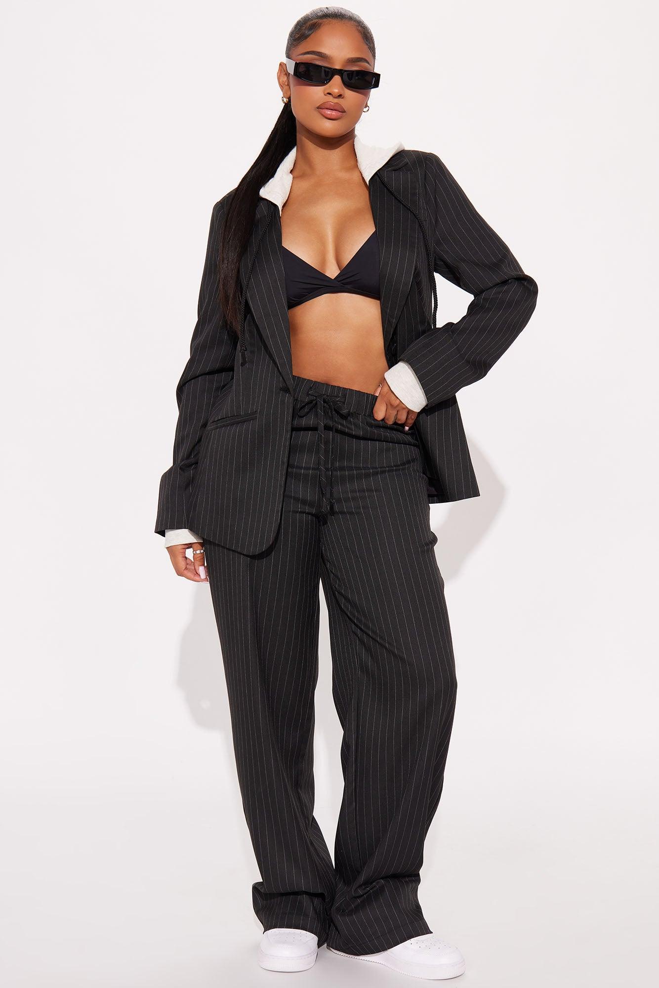 Office Mood Pinstripe Blazer - Black Product Image