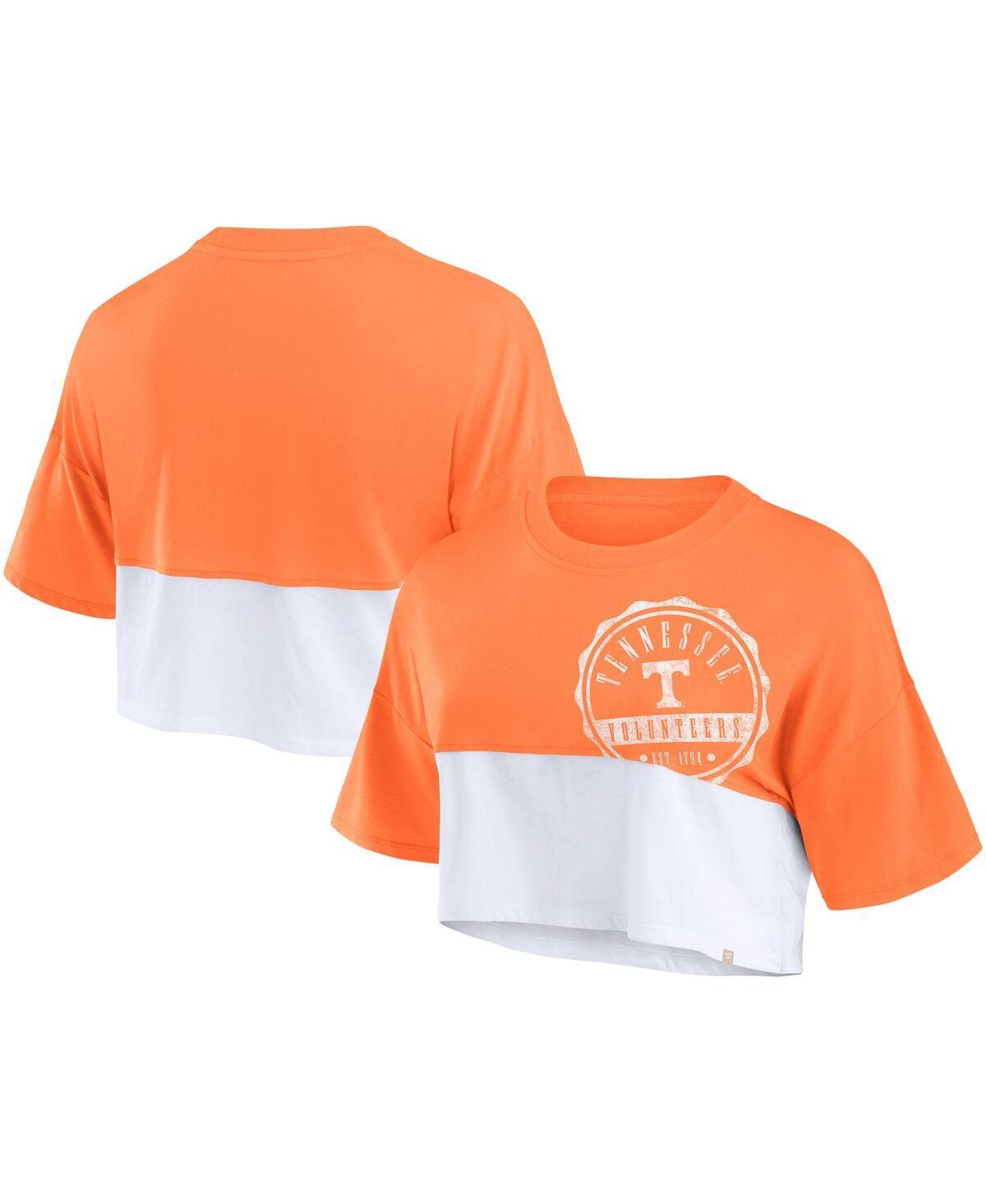 Womens Fanatics Branded /White Miami Hurricanes Oversized Badge Colorblock Cropped T-Shirt Product Image