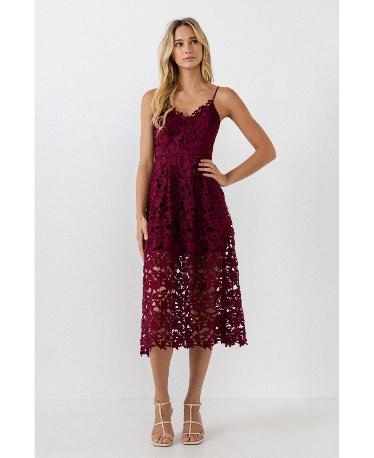 endless rose Womens Lace Cami Midi Dress Product Image