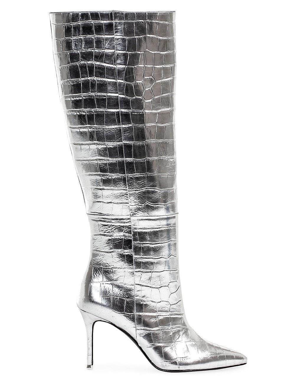 BLACK SUEDE STUDIO Tory Croc Embossed Knee High Boot Product Image