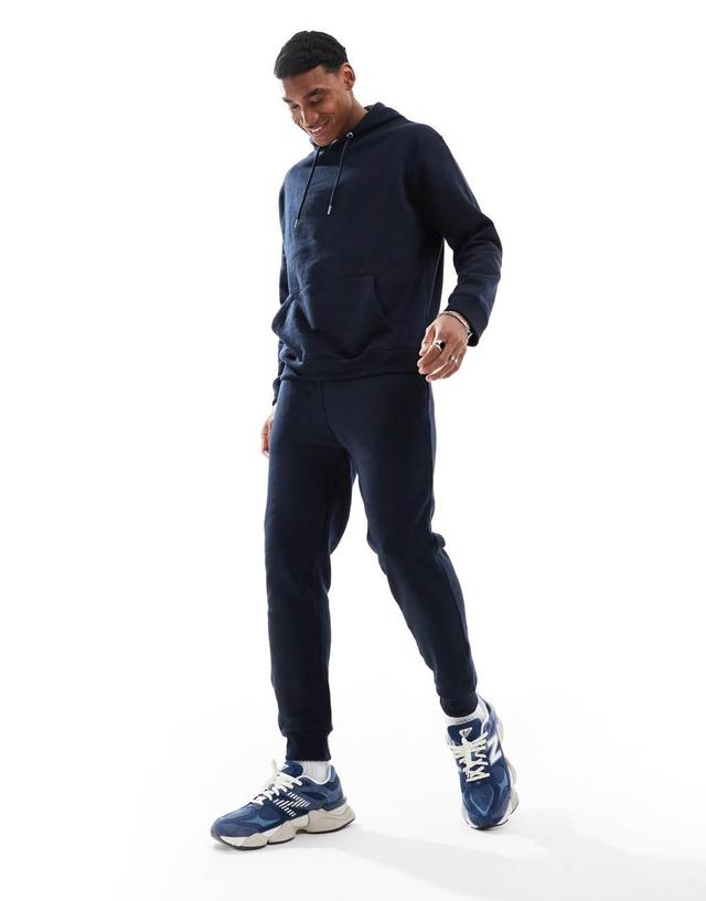 DTT overhead hoodie & sweatpants tracksuit set in dark navy Product Image