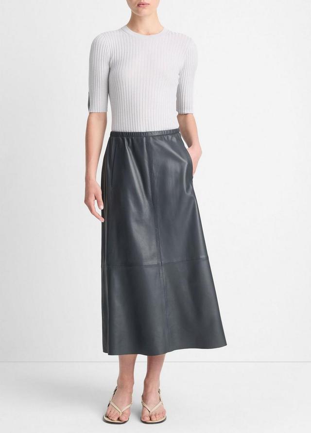 Gathered Leather Mid-Rise Skirt Product Image