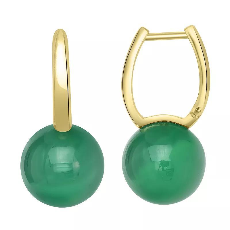 Gemistry 14k Gold Over Sterling Silver Stone Ball Huggie Earrings, Womens, Green Product Image