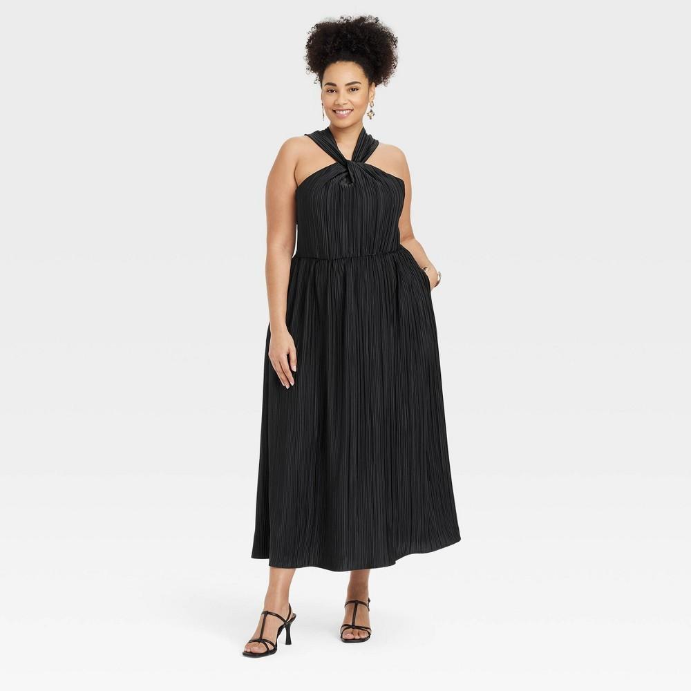 Womens Wow Occasion Knotted Midi Dress - A New Day Black XXL Product Image