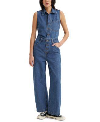 Levis Womens Cotton Button-Front Sleeveless Jumpsuit Product Image