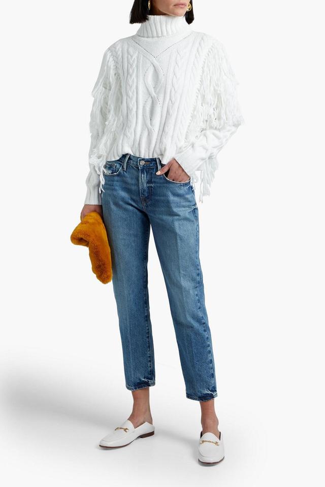 Le Nouveau Straight Cropped Mid-rise Straight-leg Jeans In Mid Denim Product Image