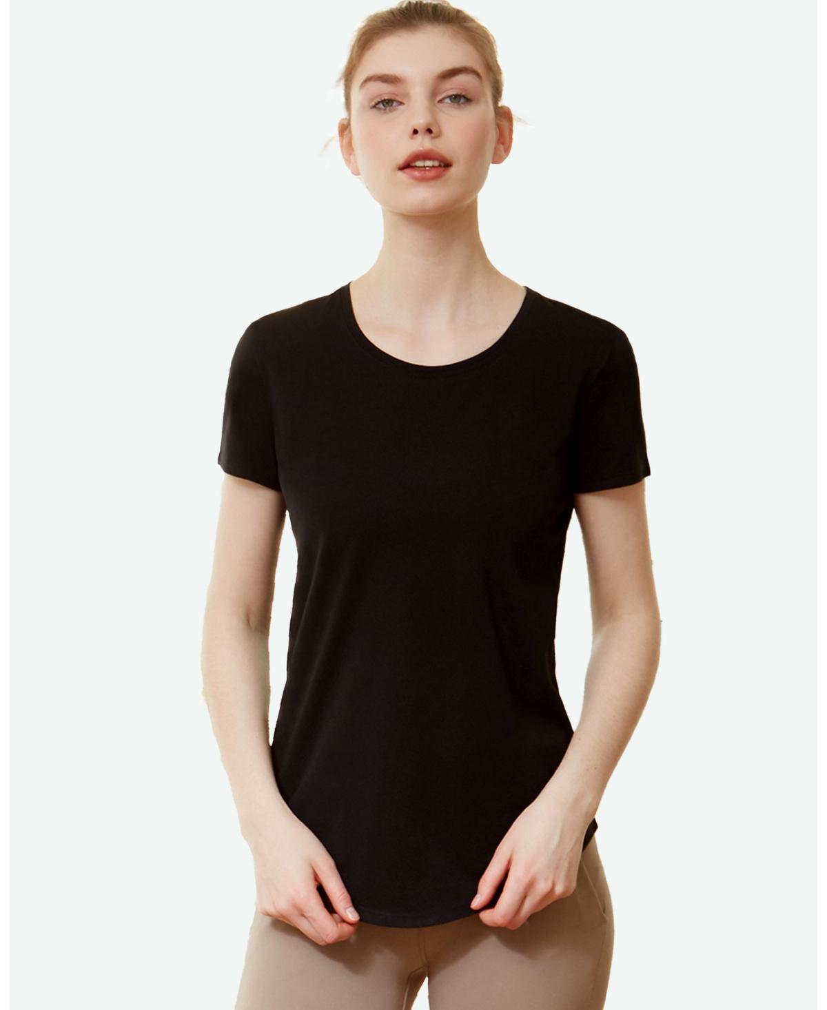 Rebody Essentials Scooped Short Sleeve Top For Women Product Image