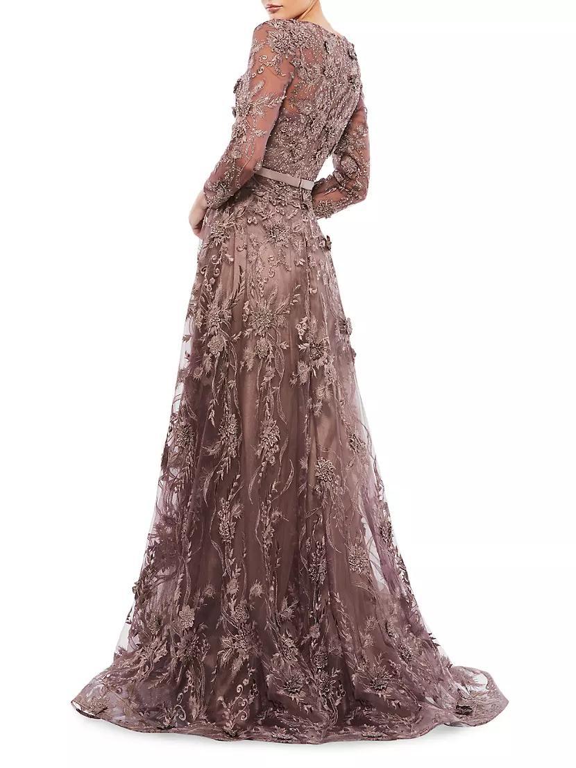 Sequined Long-Sleeve Gown Product Image