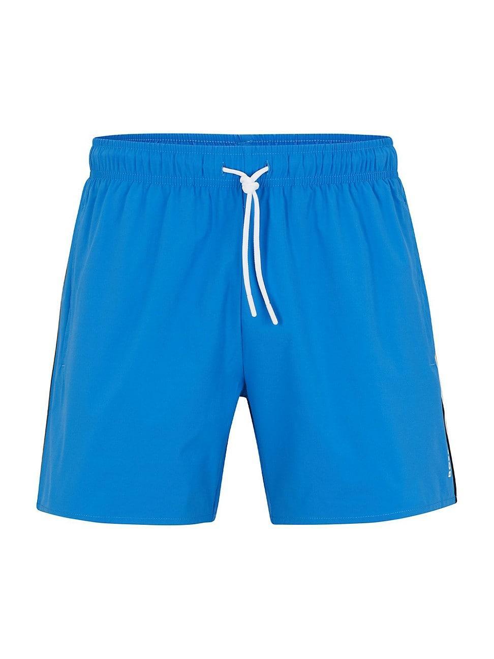 Mens Recycled-Material Swim Shorts With Signature Stripe And Logo Product Image