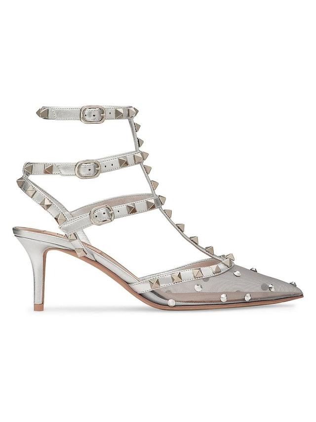 Womens Rockstud Mesh Pumps with Crystals and Straps 65MM Product Image