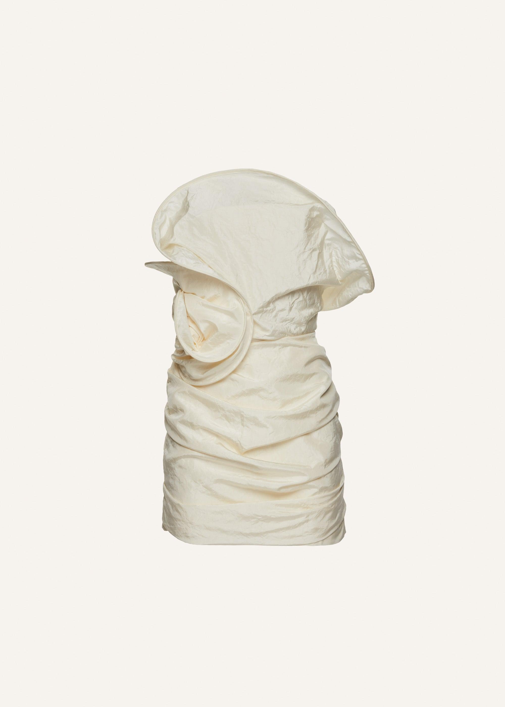 Sculptural rose mini dress in cream Product Image