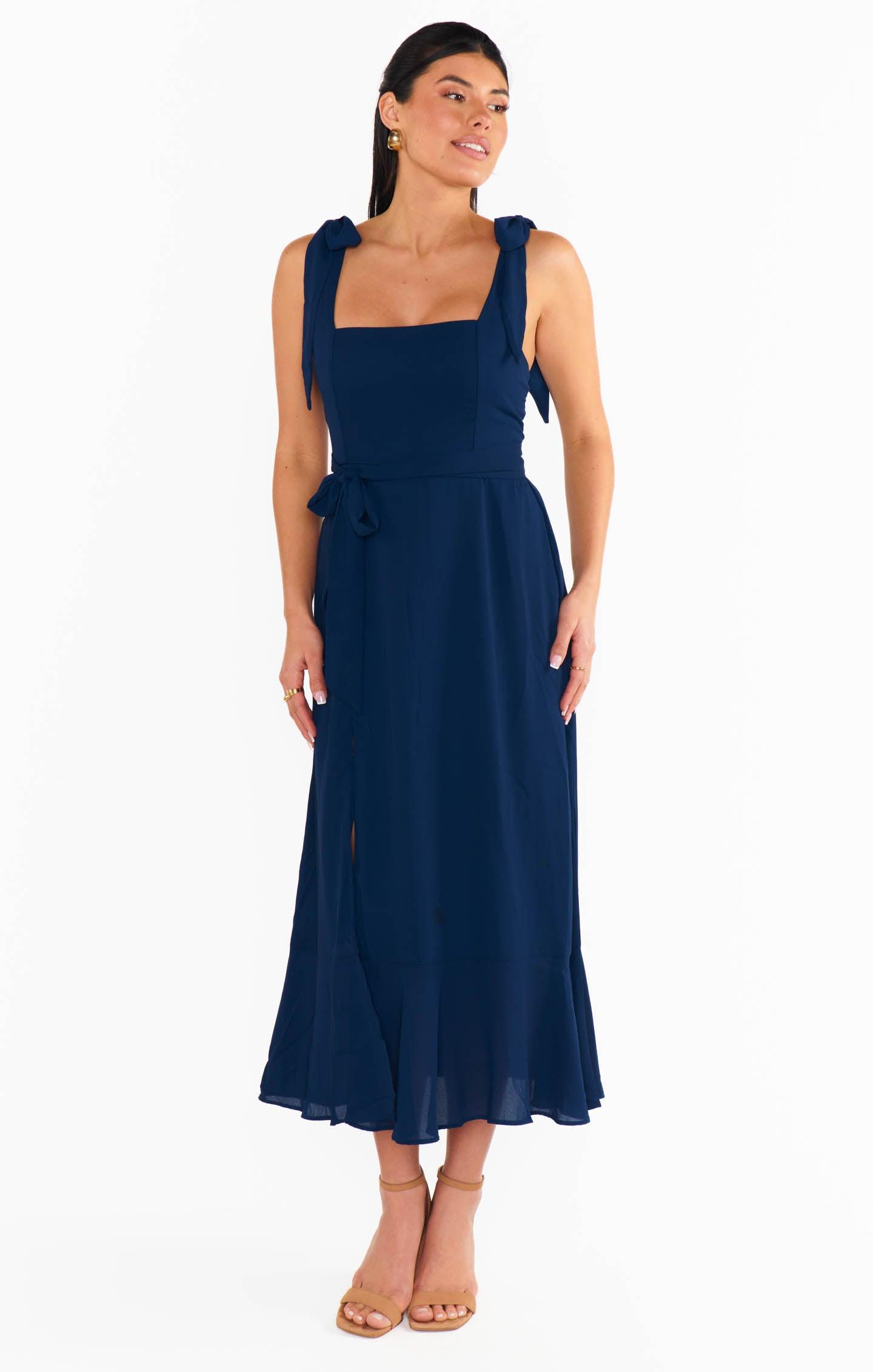 Claire Midi Dress ~ Rich Navy Crisp Product Image